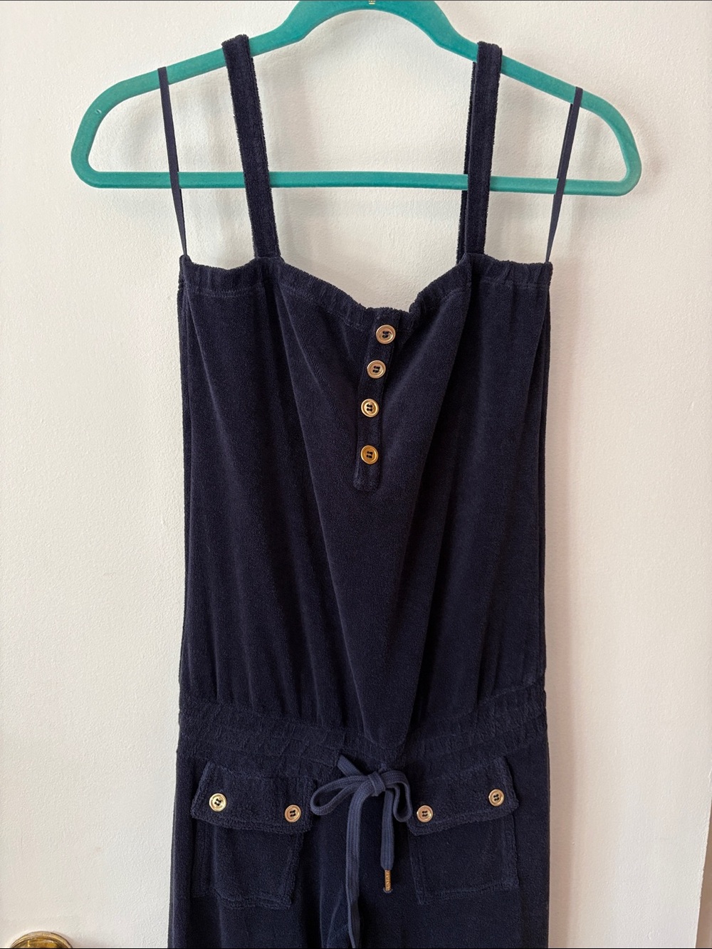 Juicy Couture Y2K Vintage Terry Cloth Navy Wide-Leg Romper - Picture 1 of 15